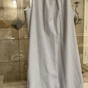 Banana Republic White and Navy Striped Sleeveless Dress